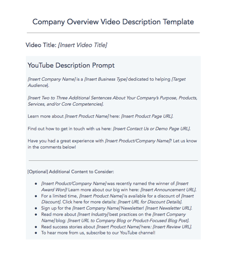 mailing list sign up tip: use a free youtube description template