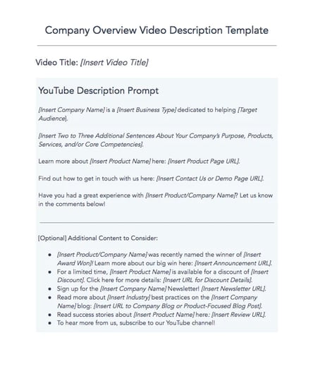 mailing list sign up tip: use a free youtube description template