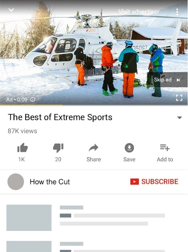 YouTube online ad example.