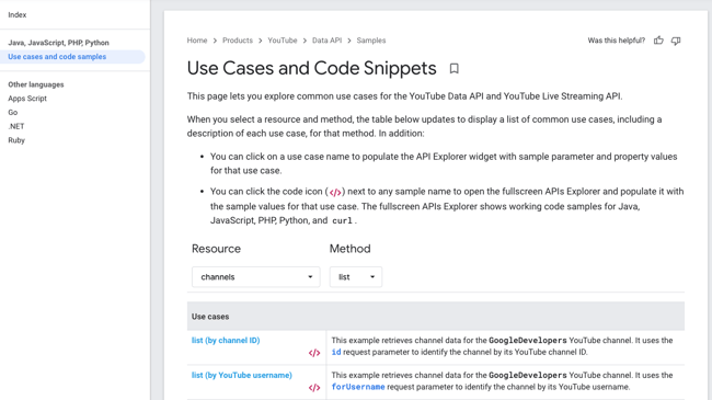 YouTube API examples: Use cases and code snippets