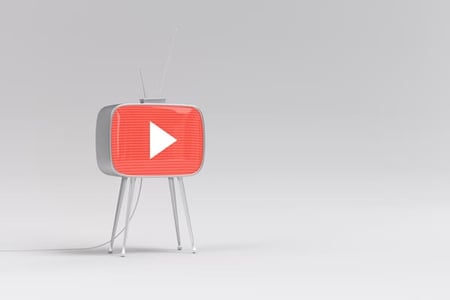 youtube logo on a television set concept