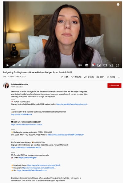 writing a youtube description youtube video description example: debt free millenials