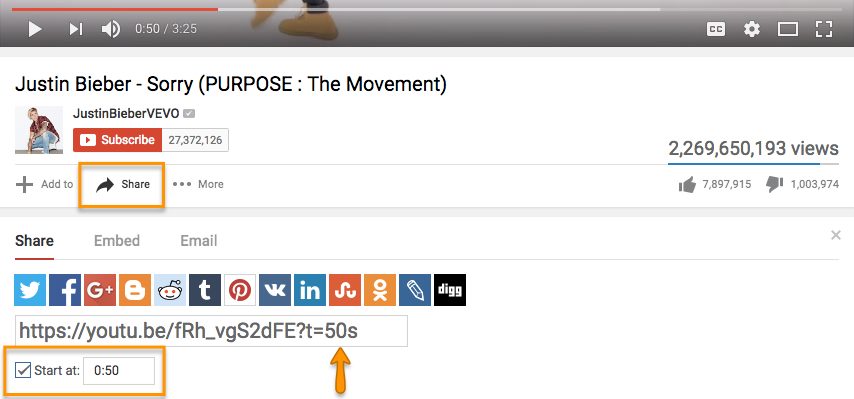 YouTube time link of a Justin Bieber video. YouTube time link of a Justin Bieber video.