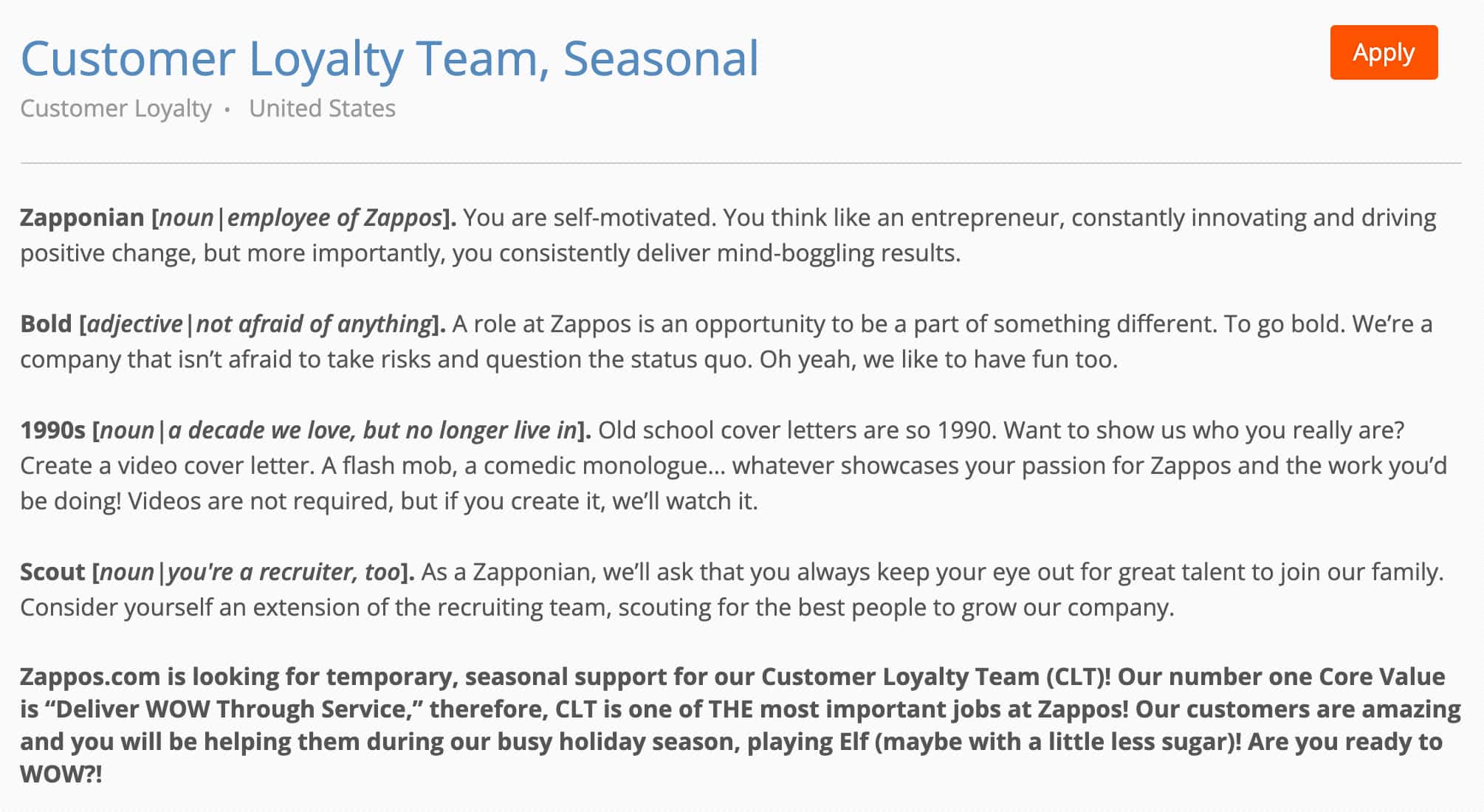 zappos customer loyalty team job description