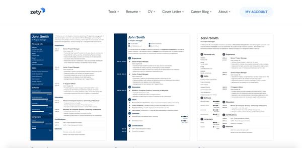 Zety online resume builder.