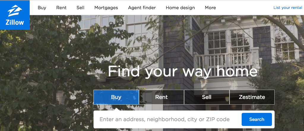 Biểu ngữ trang web Zillow