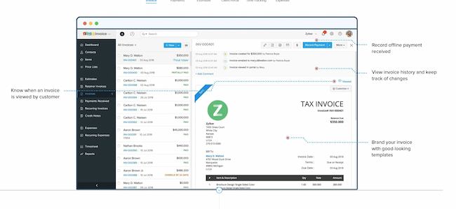 Zoho invoice software website