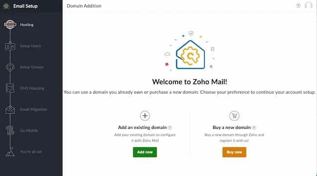 Serviços de e-mail gratuitos, domínio Zoho