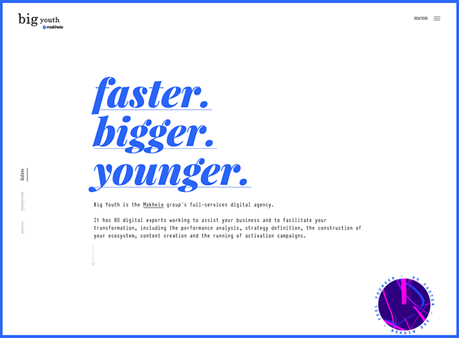 Bigger Faster Younger Text image