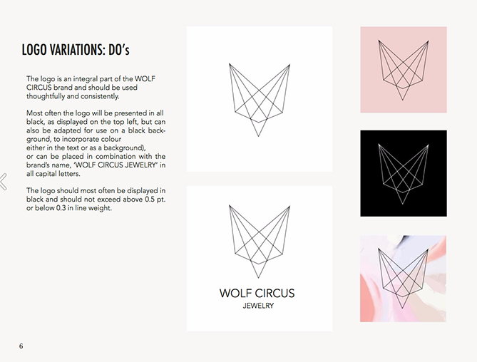 Variaciones del logo de Wolf Circus Jewelry