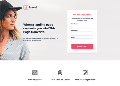 Mẫu Landing Page miễn phí Invest của HubSpot