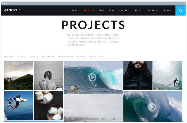 one page website template: red:folio