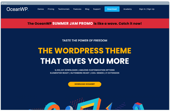 one page website template: oceanwp