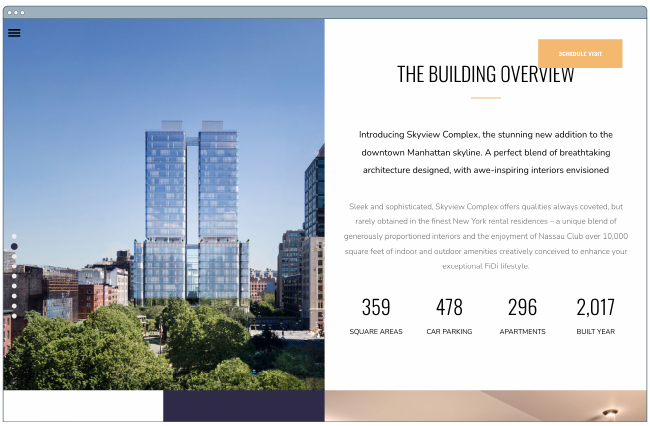 one page website template: skyview complex