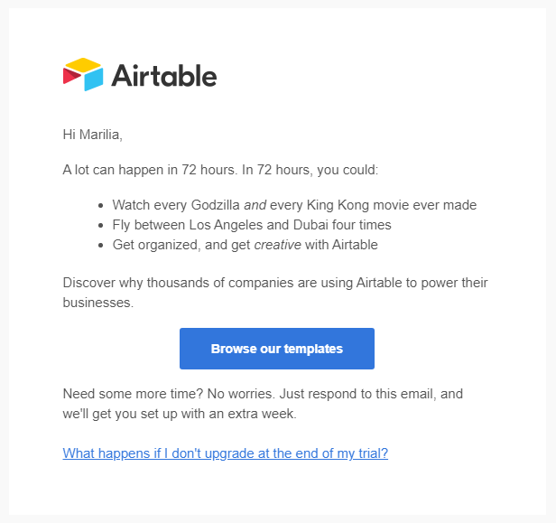 welcome onboarding email example from airtable