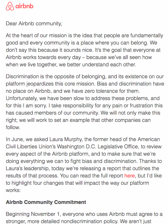 Airbnb Apology
