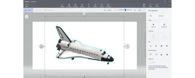 Screenshot of free design software Paint 3D, design features