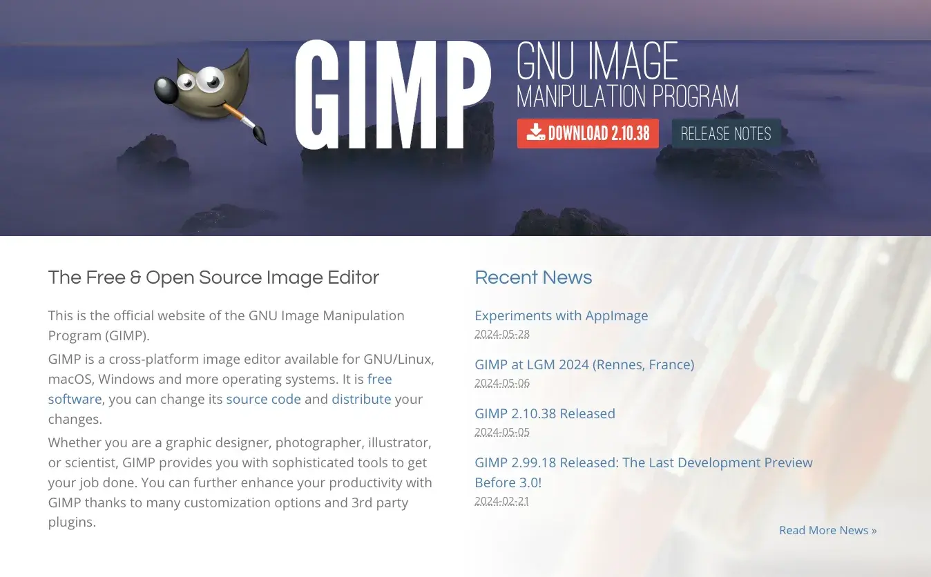 Screenshot of free design software from GIMP