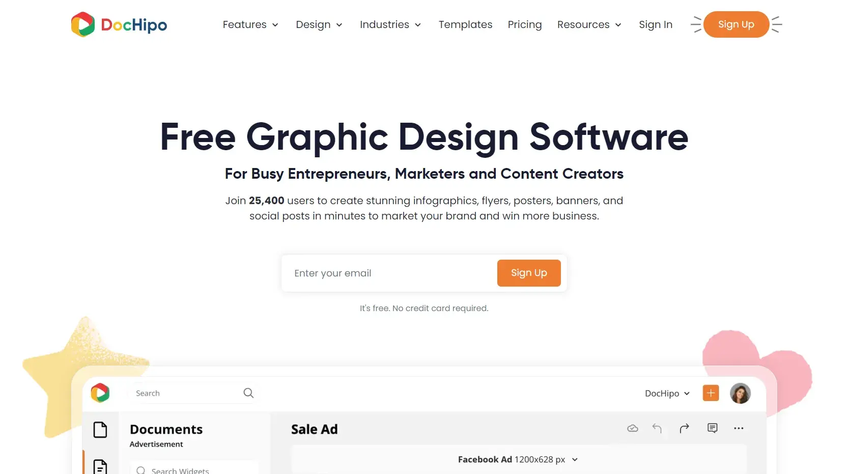 Screenshot of free design software from DocHipo