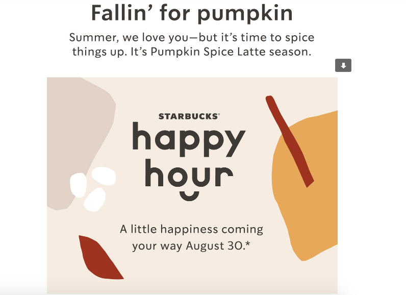 starbucks happy hour event email invite