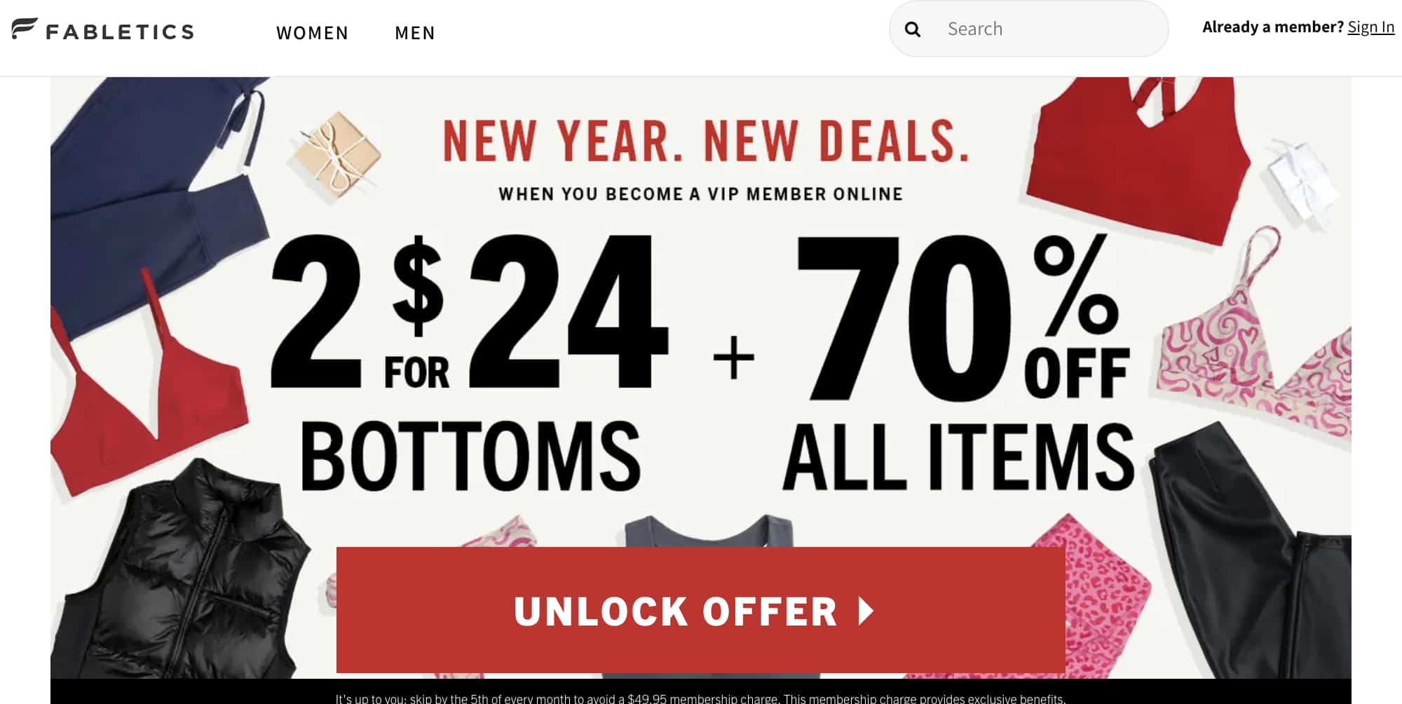 discount pricing strategy example Fabletics