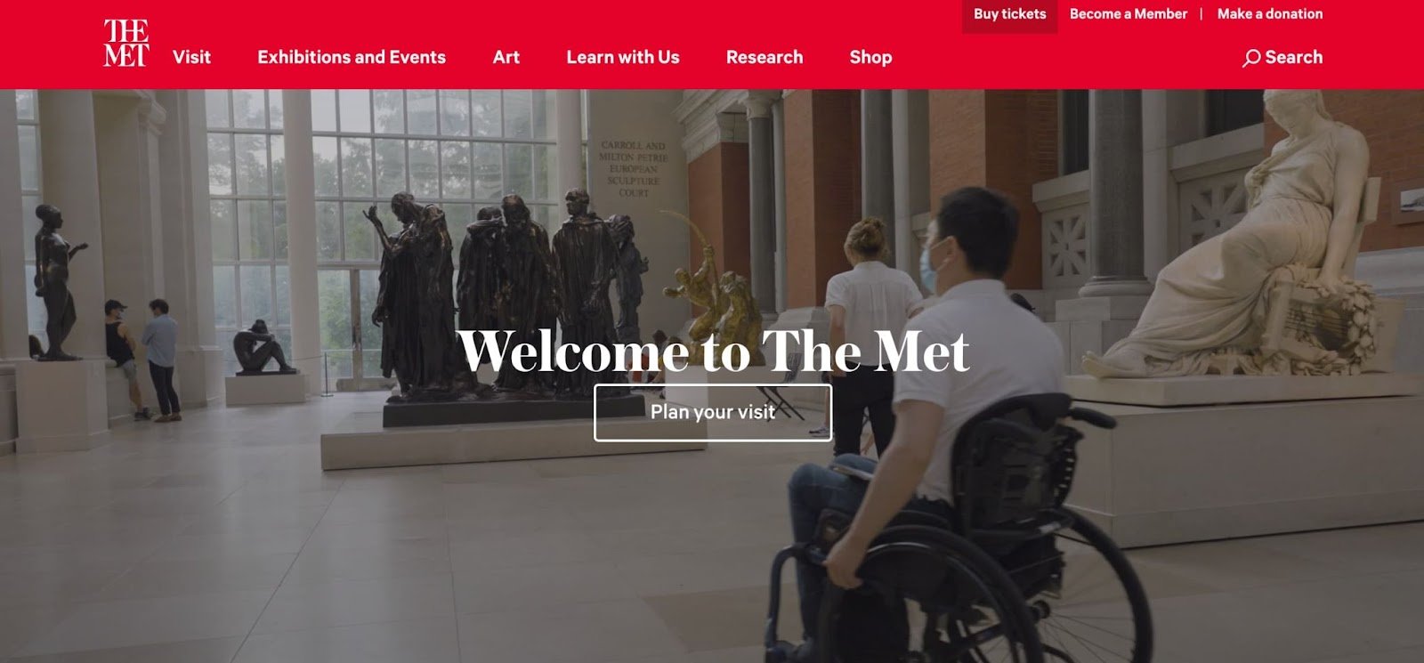 homepage for the museum website the met