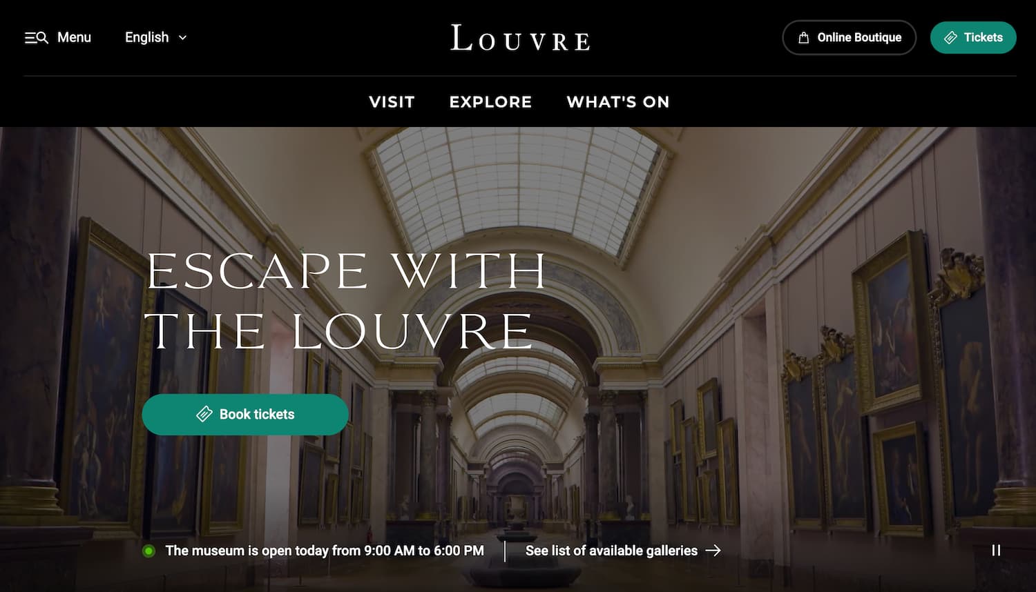 homepage for the museum website the louvre