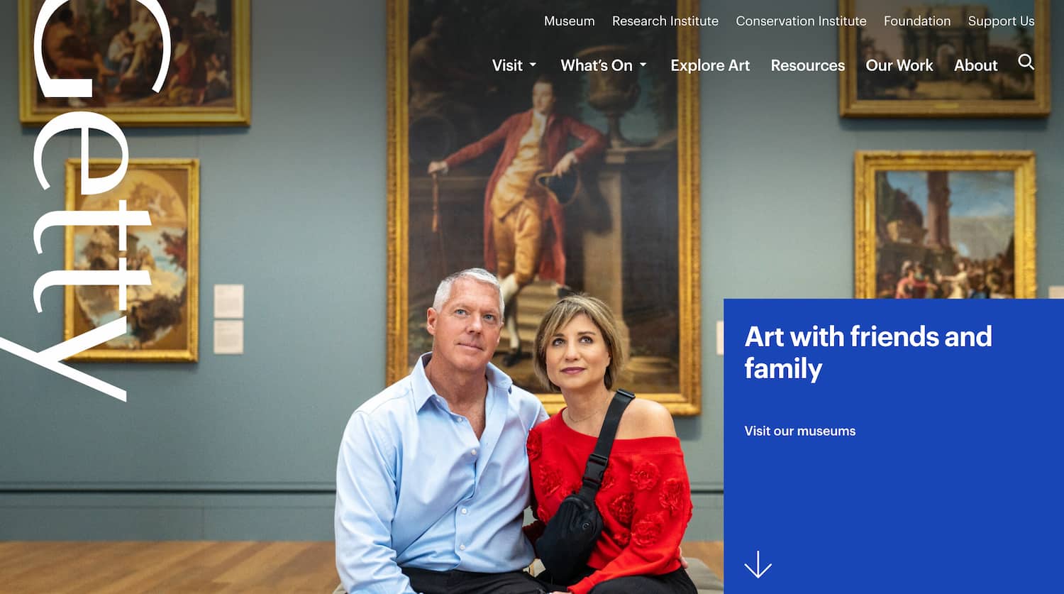 homepage for the museum website the getty center