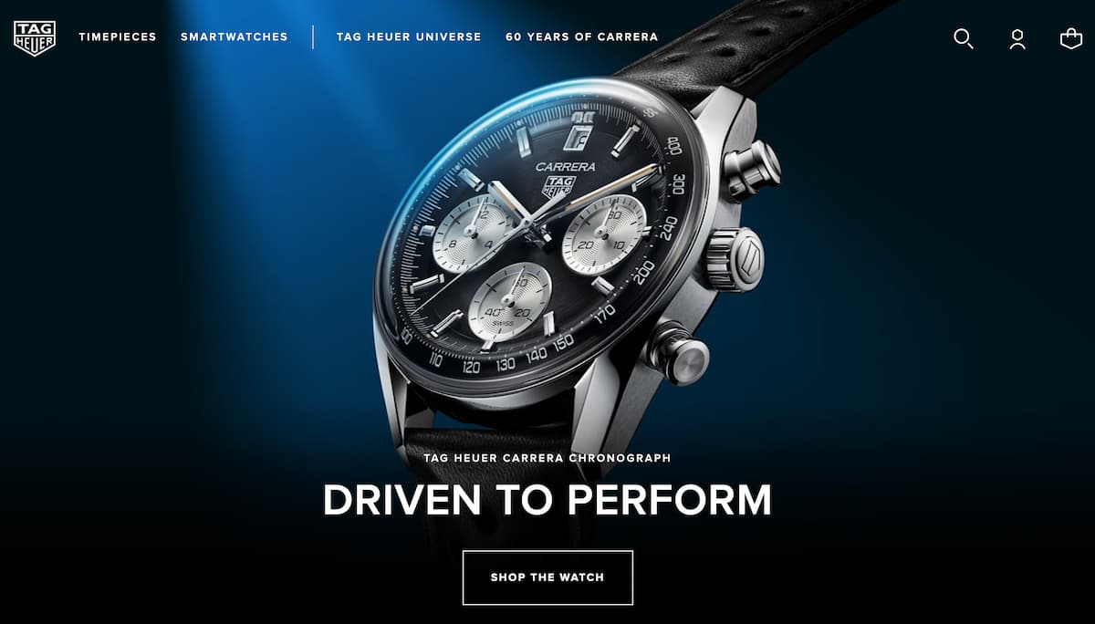 homepage for the 3d website TAG Heuer