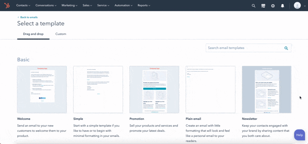 design template example from HubSpot