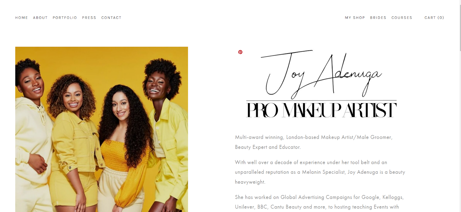 makeup artist website, Joy Adenuga