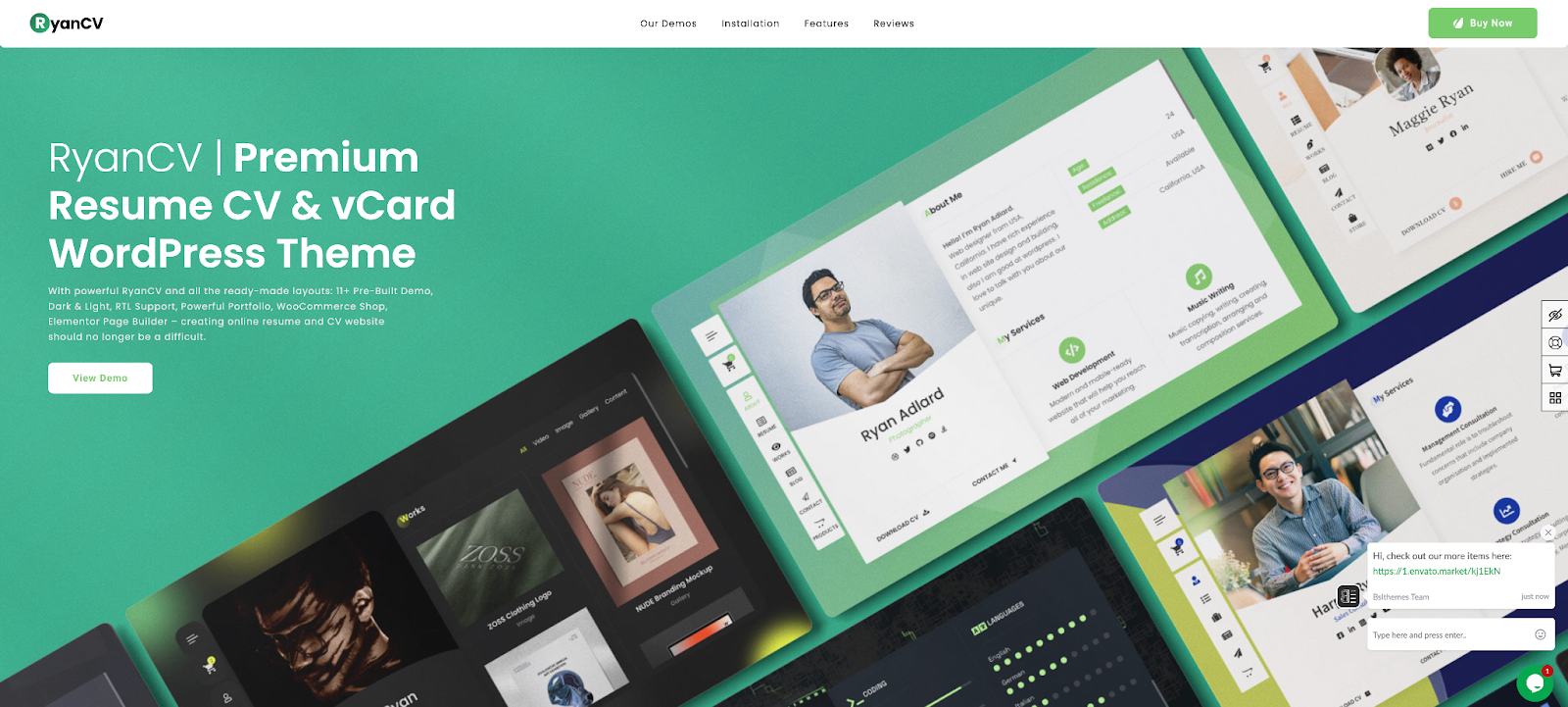 Use the RyanCV template for WordPress to build your blog and professional portfolio website