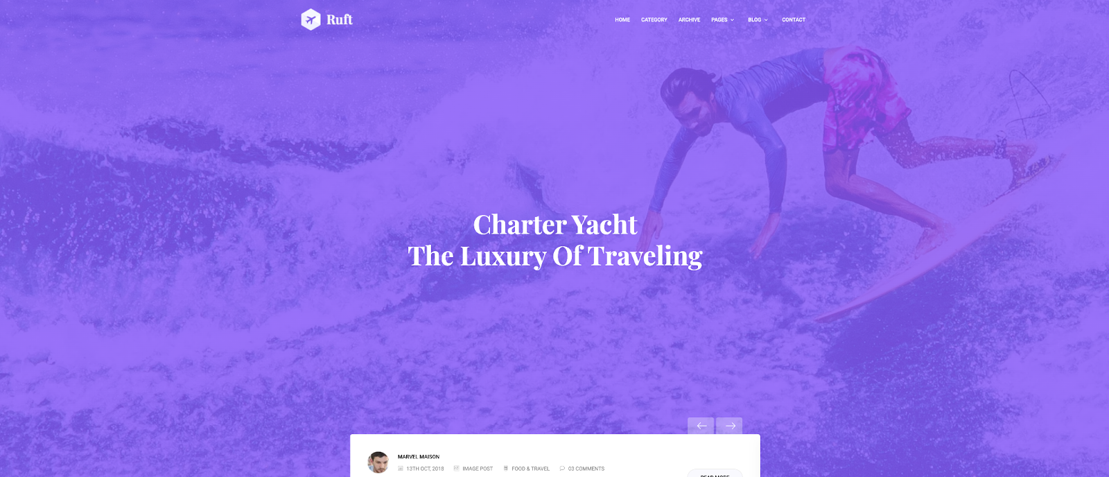 Get the Ruft website theme for your next blog project and head off on adventure