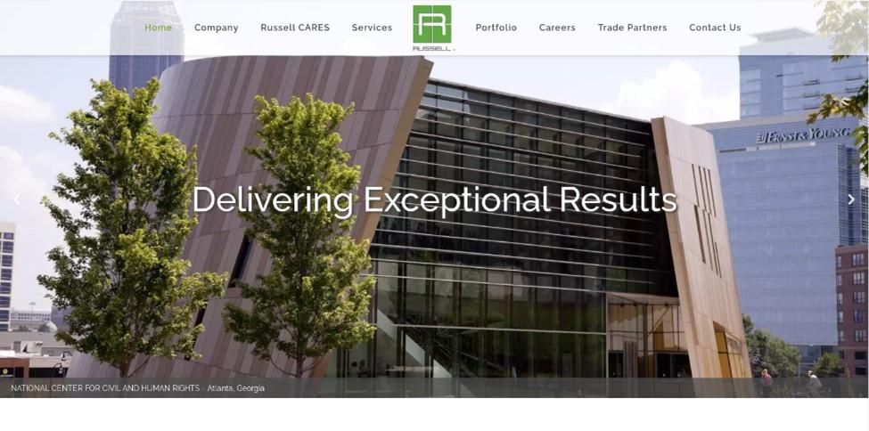 Best construction company website designs, example from H.J. Russell