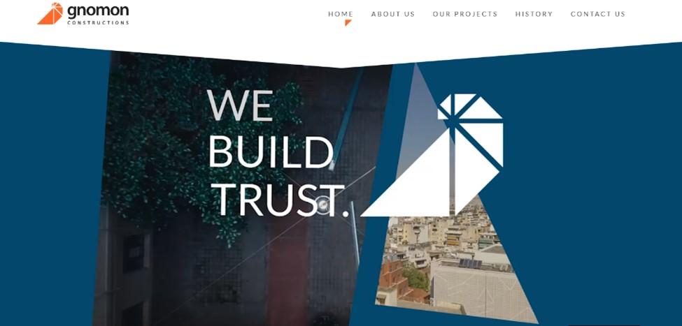 Best construction company website designs, example from Gnomon Construction