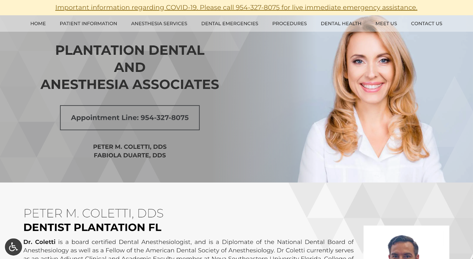 The muted palette of the Asleep Dentistry website communicates a calm atmosphere for this dental practice