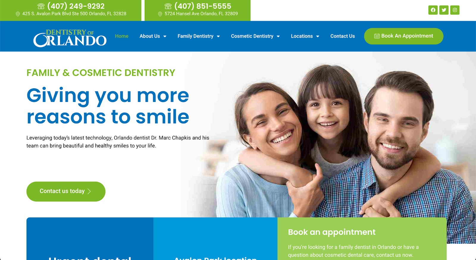 Lots to smile about when you check out the Dentistry of Orlando’s website for dental website inspiration