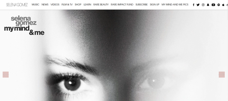 influencer website example, Selena Gomez