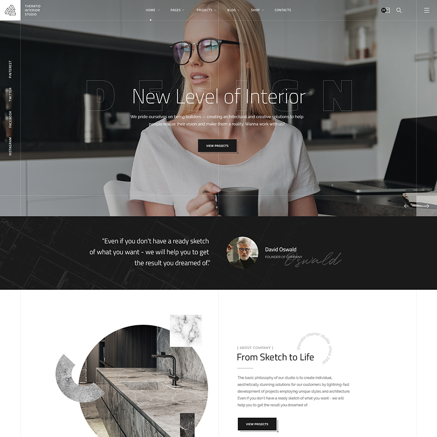 Interior design WordPress theme, Theratio