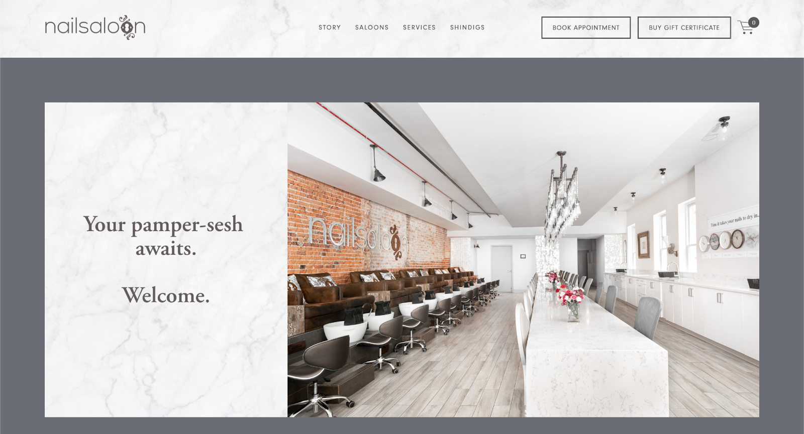 Best nail salon websites, example from Nail Saloon.