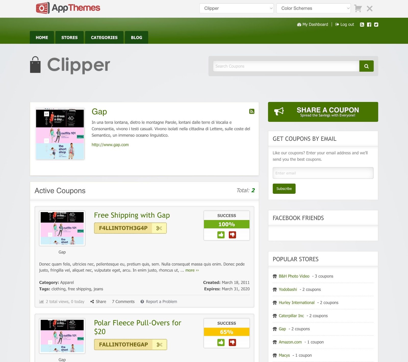 Wordpress coupon themes, Clipper