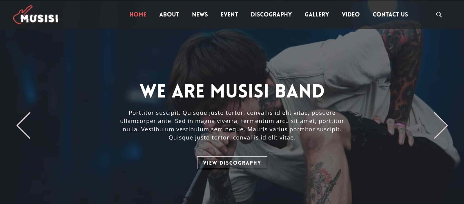 Best wordpress themes for artists, Musisi