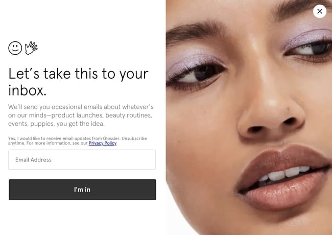 best call to action examples 2022: Glossier