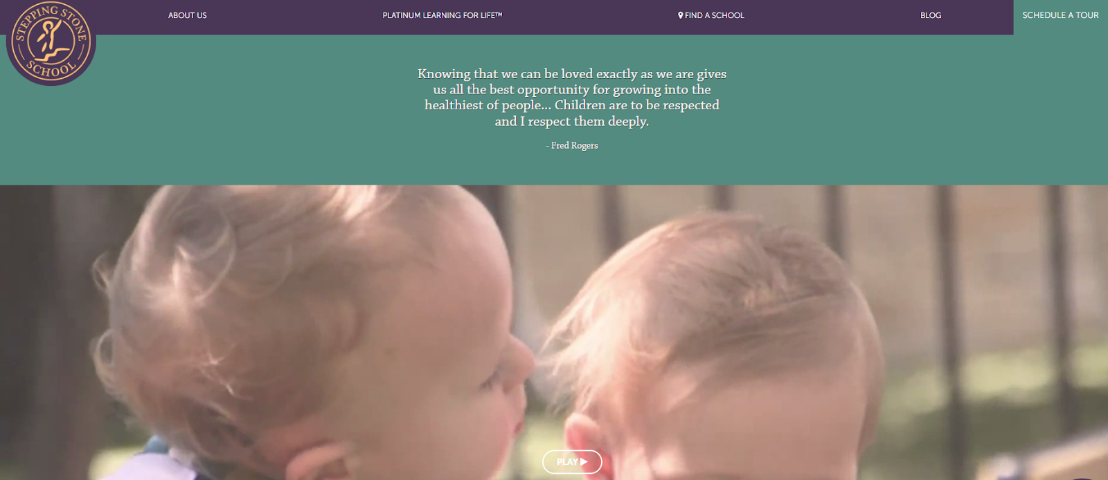 homepage for the daycare website stepping stone
