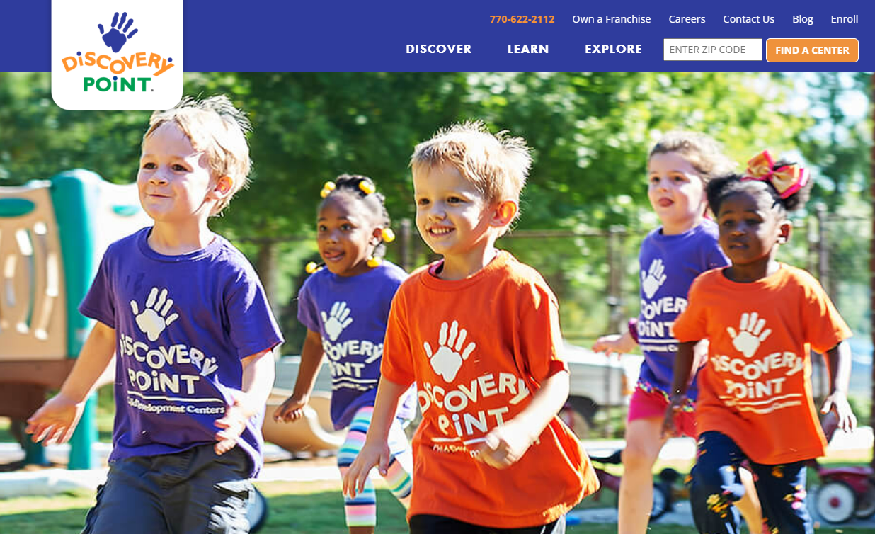 homepage for the daycare website discovery point