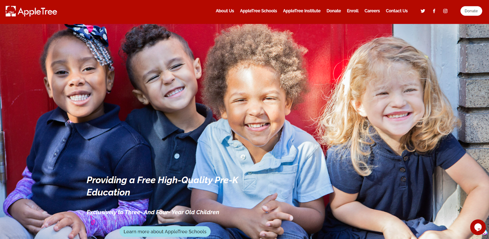 homepage for the daycare website appletree