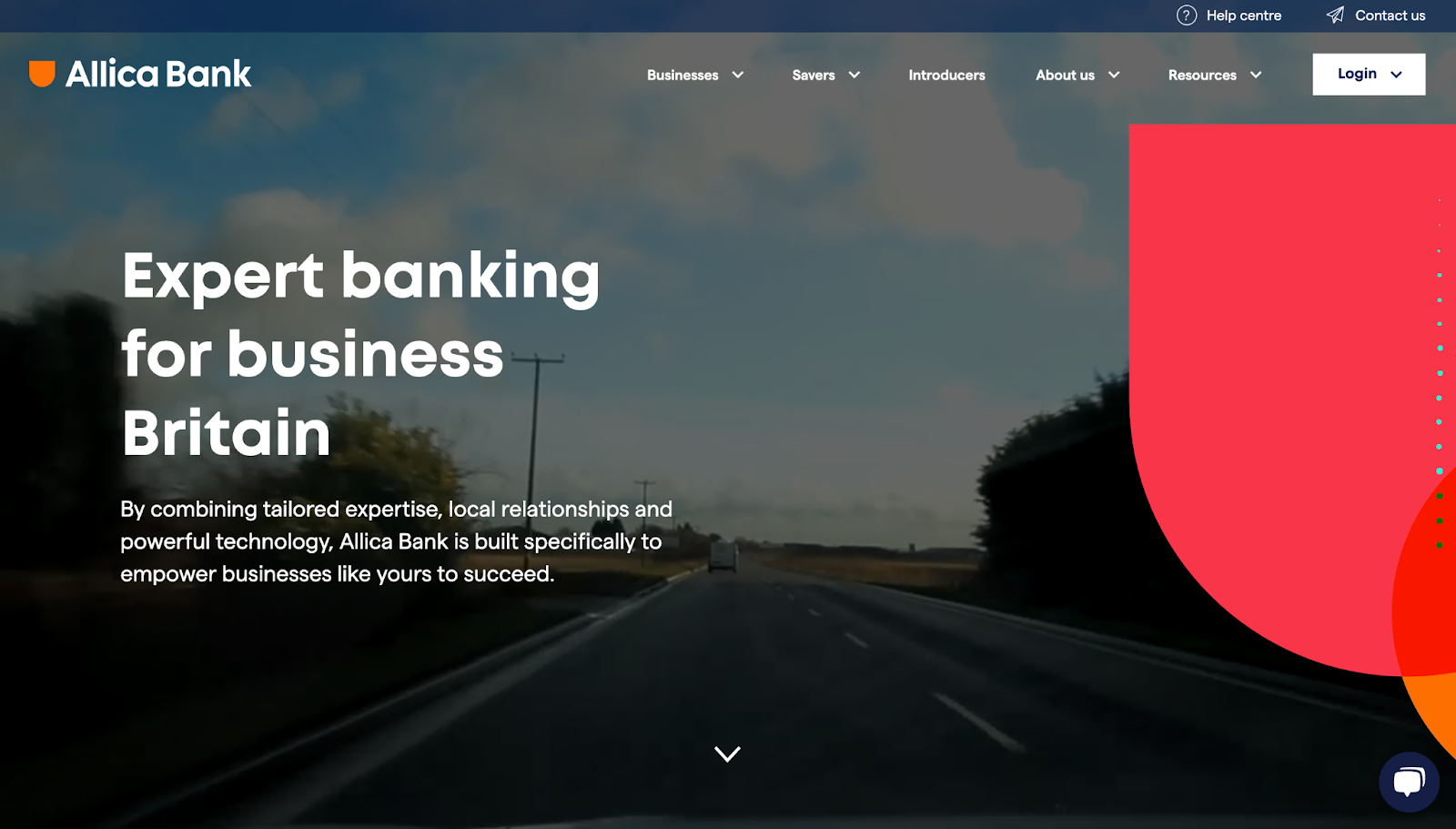 Financial website design example from Allica Bank