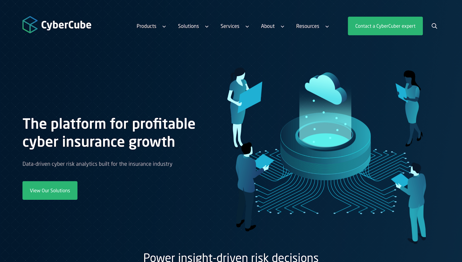 Financial website design example from CyberCube