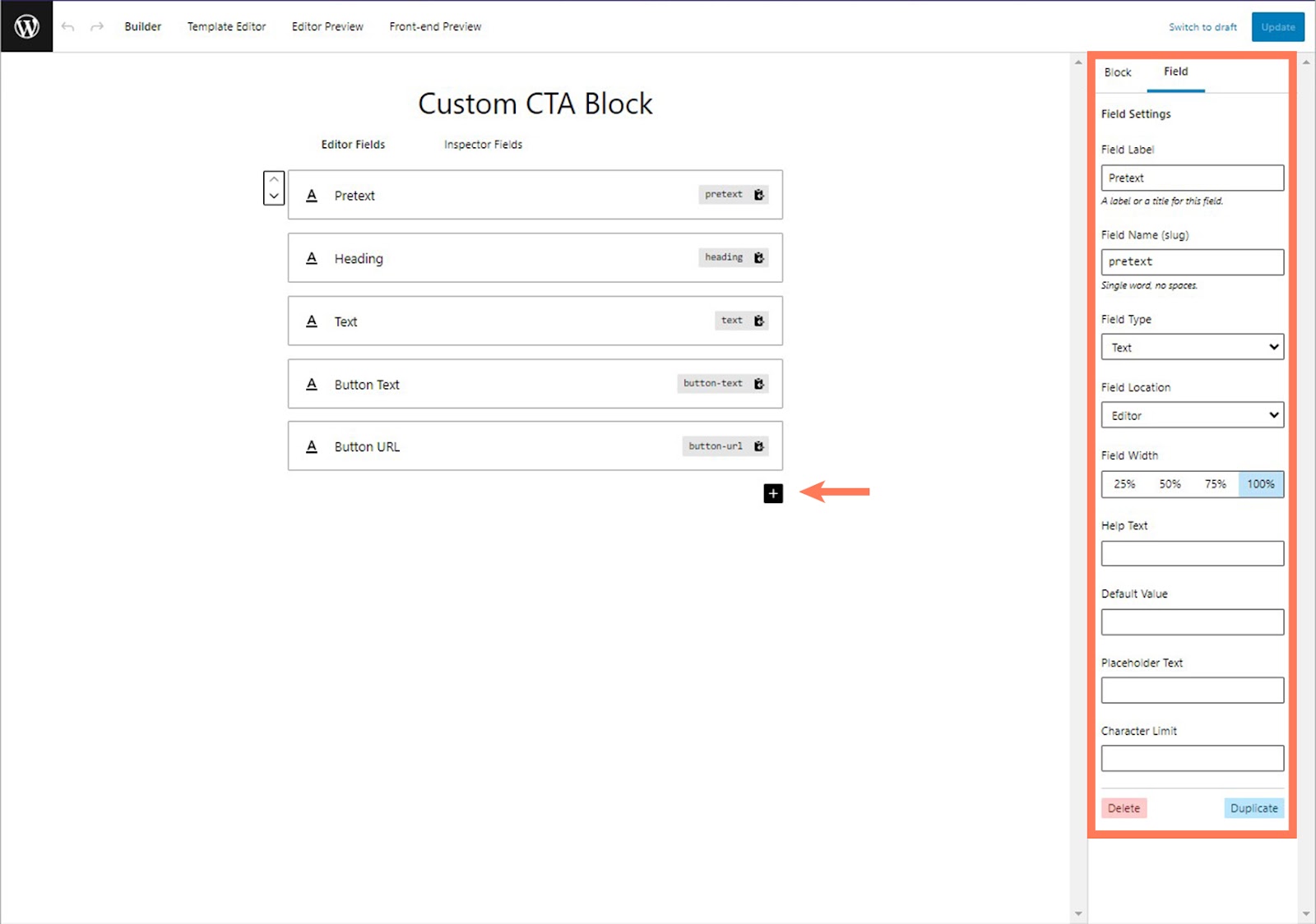 configure genesis custom block fields