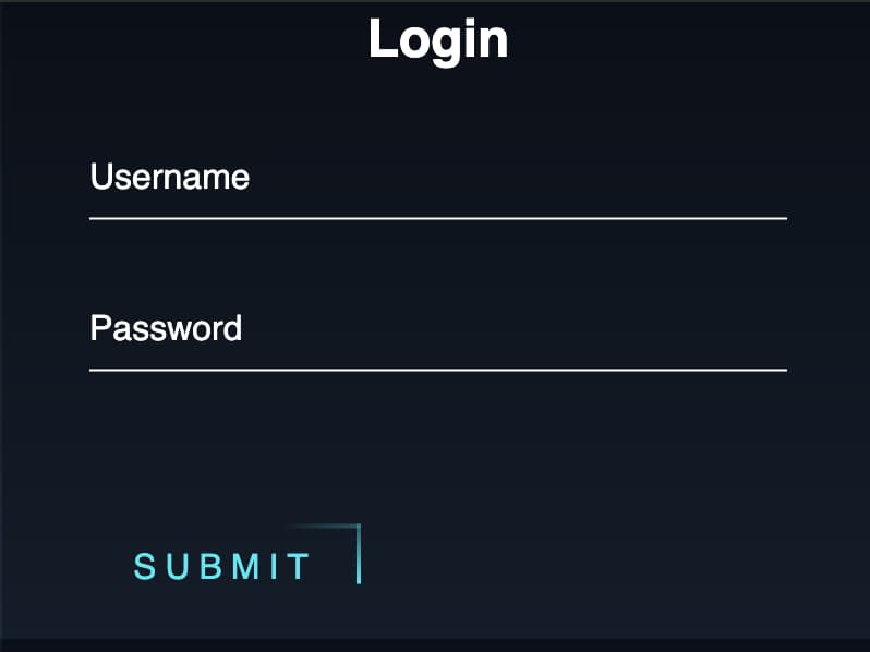 Login Form template with floating light